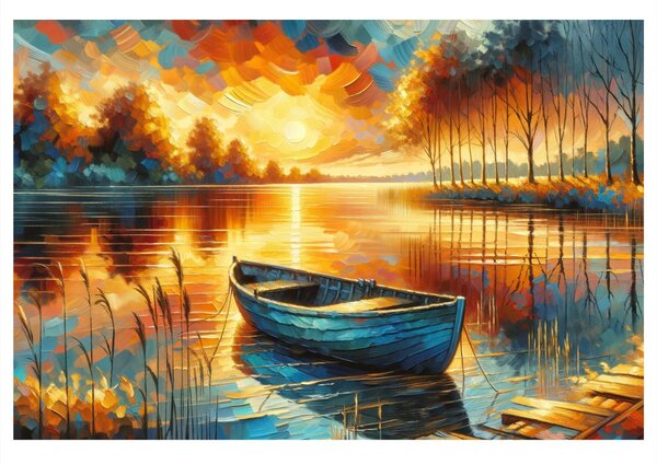 Tablou liniștea serii pe lac