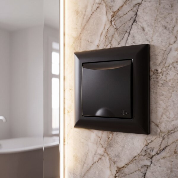 Priză simplă cu împământare și clapetă OSTE JNH005-G Black