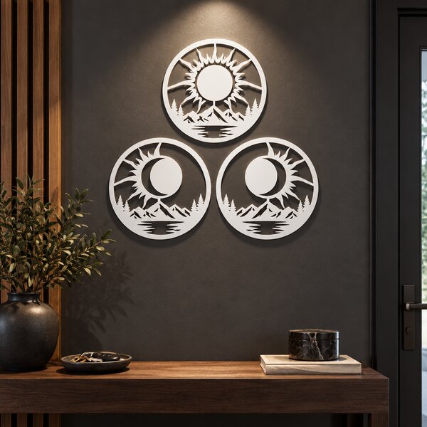 Eclipse Harmony NOOT – Set 3 decorațiuni de perete cu eclipse solare, Ø24 cm