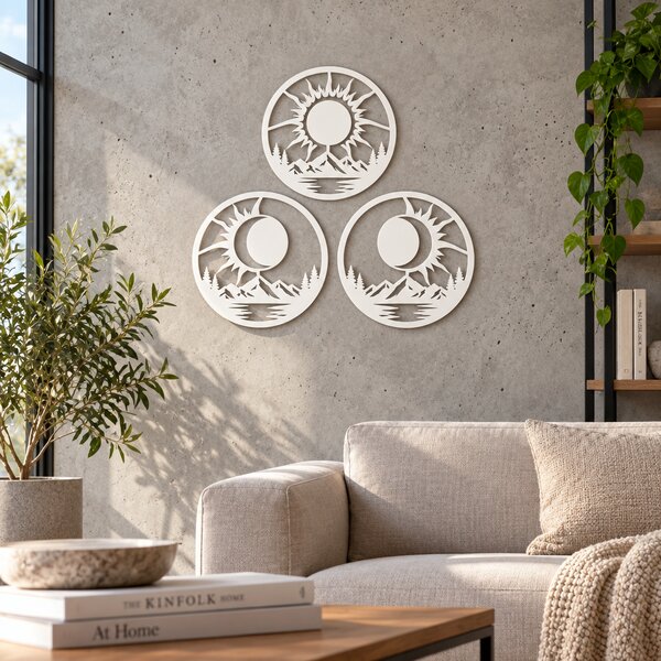 Eclipse Harmony NOOT – Set 3 decorațiuni de perete cu eclipse solare, Ø24 cm