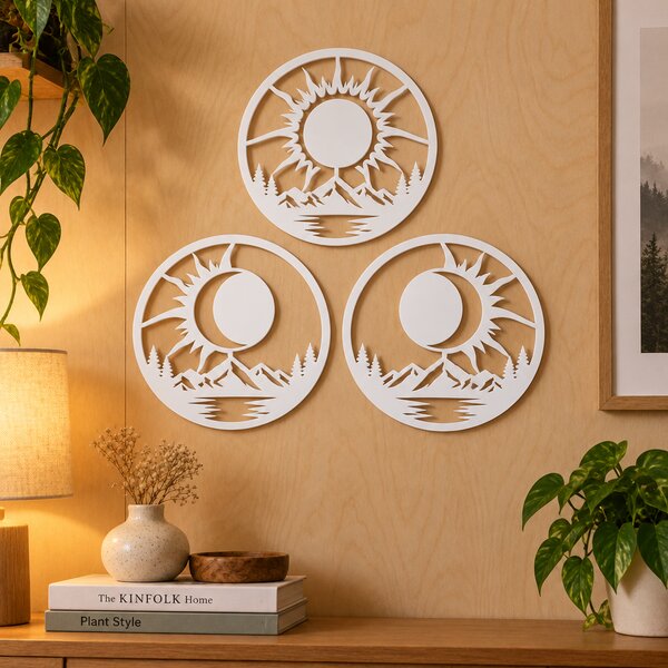 Eclipse Harmony NOOT – Set 3 decorațiuni de perete cu eclipse solare, Ø24 cm