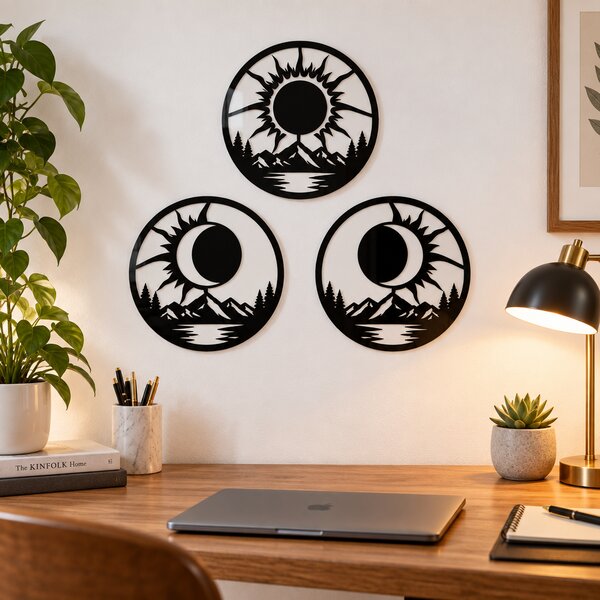 Eclipse Harmony NOOT – Set 3 decorațiuni de perete cu eclipse solare, Ø24 cm