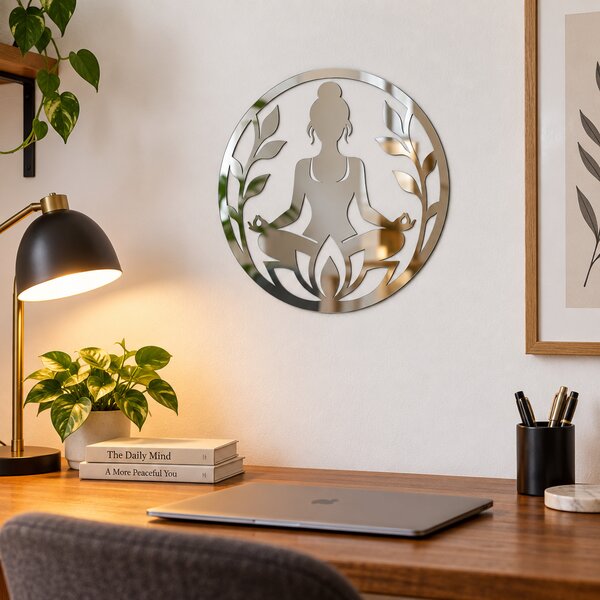 Decorațiune de perete din plexiglas oglindă argintiu Reflective Serenity – NOOT, 24 cm