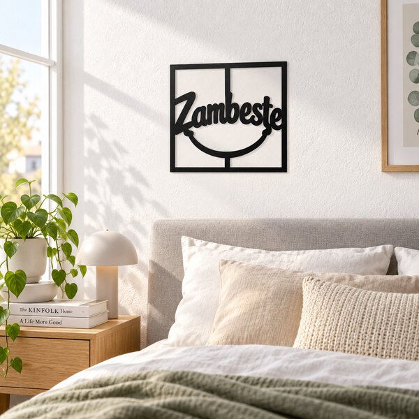 Zâmbește Deco – Decorațiune de perete din plexiglas alb/negru, 30x30 cm | NOOT