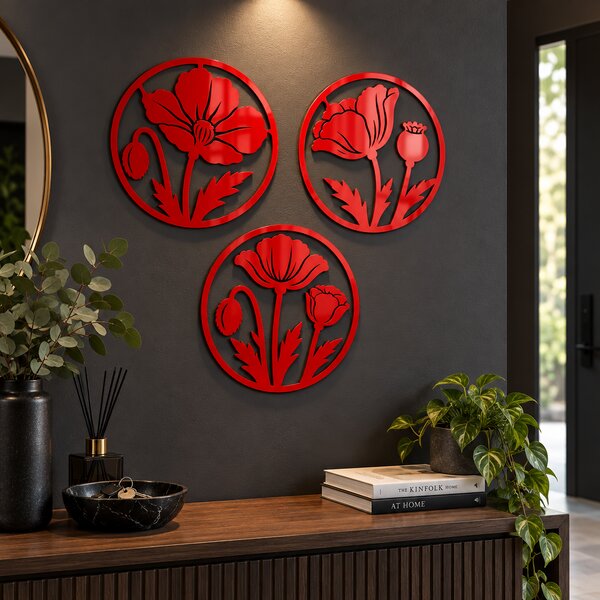 Macii Eterni – Set 3 decorațiuni de perete din plexiglas roșu, Ø 24 cm | NOOT