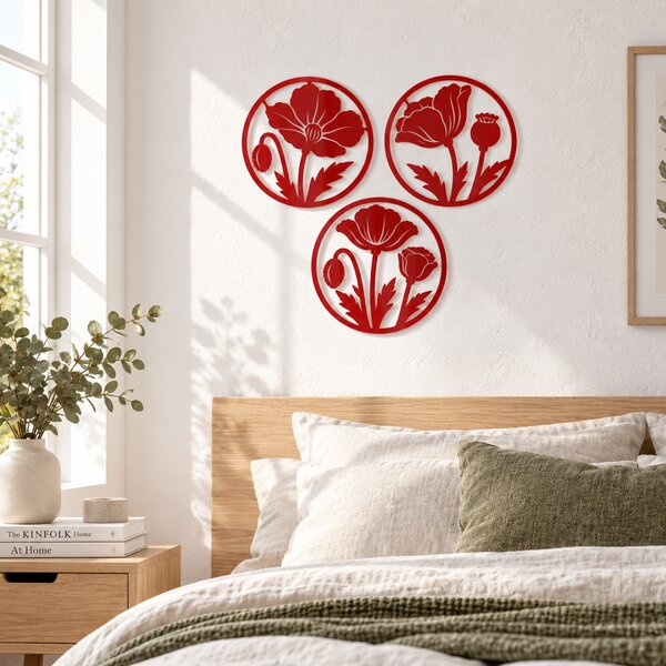 Macii Eterni – Set 3 decorațiuni de perete din plexiglas roșu, Ø 24 cm | NOOT