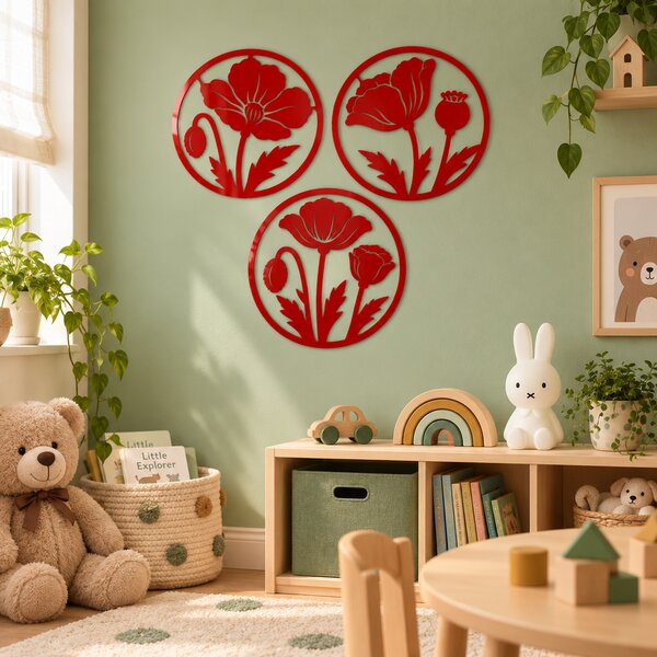 Macii Eterni – Set 3 decorațiuni de perete din plexiglas roșu, Ø 24 cm | NOOT