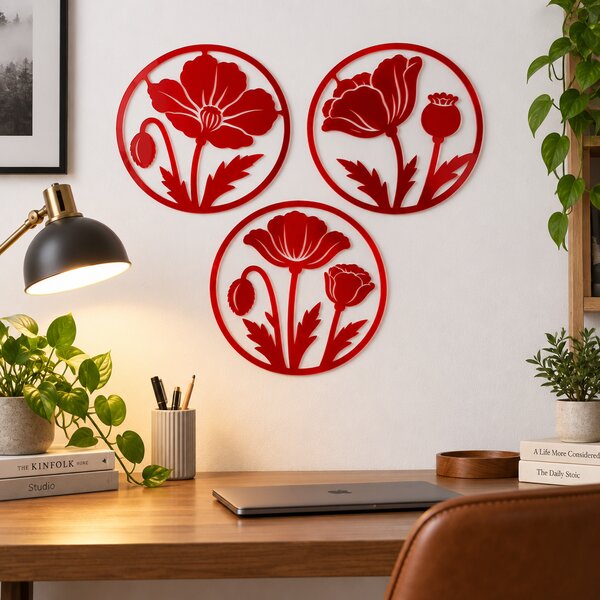 Macii Eterni – Set 3 decorațiuni de perete din plexiglas roșu, Ø 24 cm | NOOT