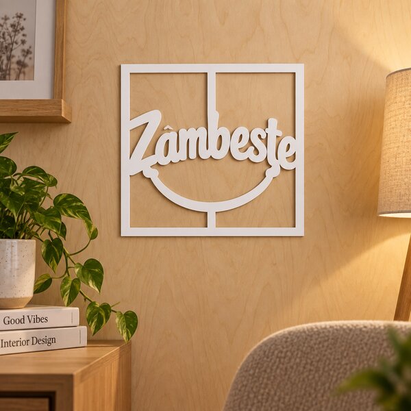 Zâmbește Deco – Decorațiune de perete din plexiglas alb/negru, 30x30 cm | NOOT
