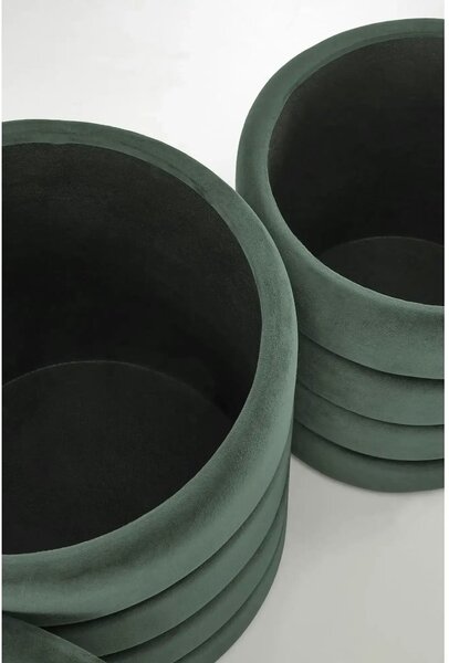 Set 2 taburete PACHO, stofa catifelata verde, cu spatiu depozitare