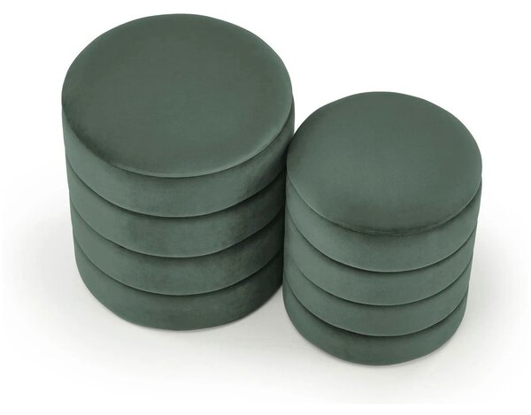 Set 2 taburete PACHO, stofa catifelata verde, cu spatiu depozitare