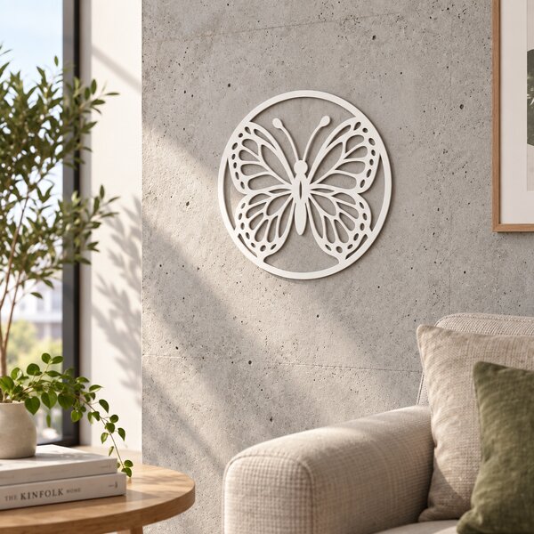 Decorațiune de perete Fluture Vitrail NOOT – Plexiglas alb/negru, Ø 24 cm