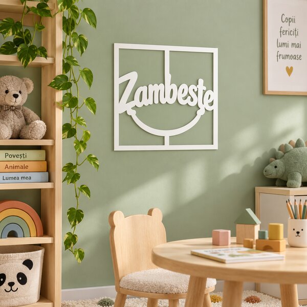Zâmbește Deco – Decorațiune de perete din plexiglas alb/negru, 30x30 cm | NOOT