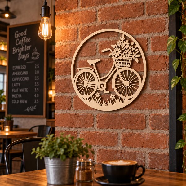 Decorațiune de perete Retro Bicycle Bloom – Bicicletă vintage, Ø 30 cm | NOOT