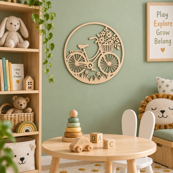 Decorațiune de perete Retro Bicycle Bloom – Bicicletă vintage, Ø 30 cm | NOOT
