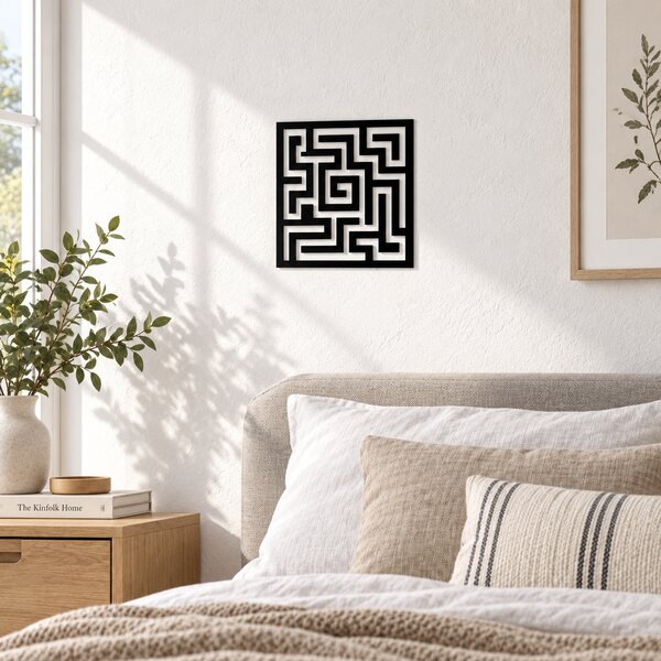 Decorațiune de perete Labirint Geometric – Plexiglas Negru, 20 x 20 cm | NOOT