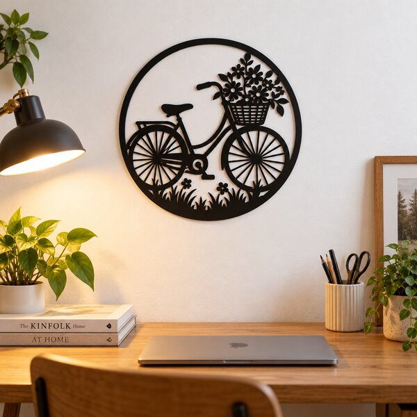 Decorațiune de perete Retro Bicycle Bloom – Bicicletă vintage, Ø 30 cm | NOOT