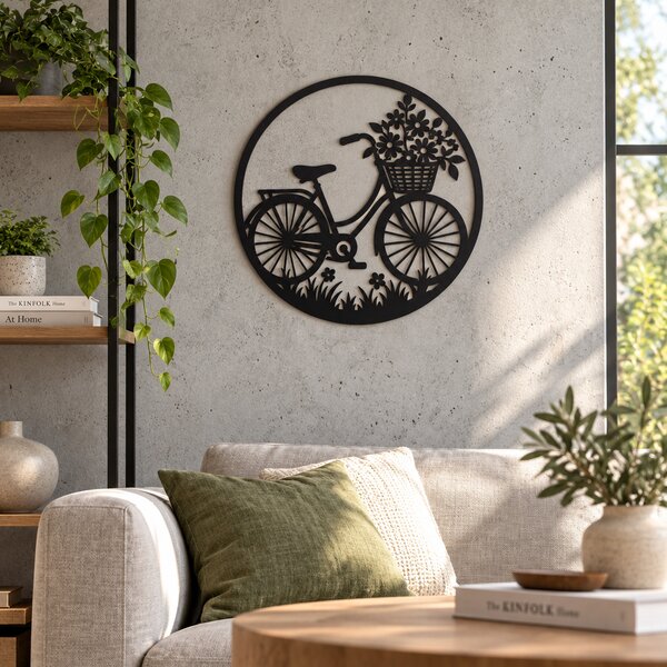 Decorațiune de perete Retro Bicycle Bloom – Bicicletă vintage, Ø 30 cm | NOOT