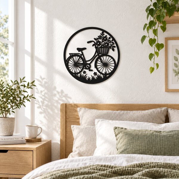 Decorațiune de perete Retro Bicycle Bloom – Bicicletă vintage, Ø 30 cm | NOOT