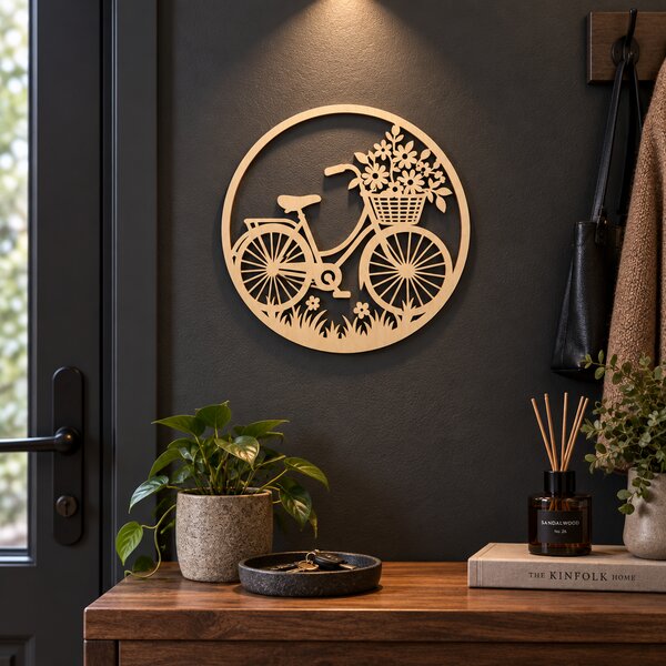 Decorațiune de perete Retro Bicycle Bloom – Bicicletă vintage, Ø 30 cm | NOOT