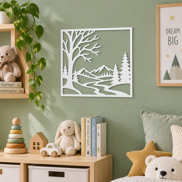 Decorațiune de perete Iarna Magică – Plexiglas alb, 26 × 24 cm | NOOT