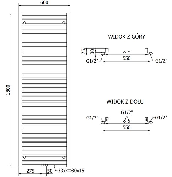 Mexen Hades radiator de baie 1800 x 600 mm, 1000 W, alb - W104-1800-600-00-20