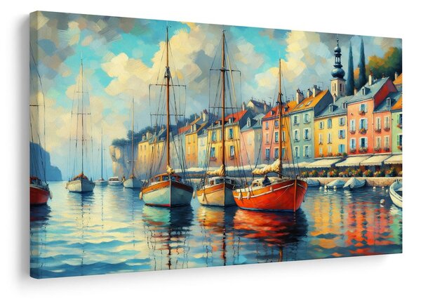 Tablou bărci în portul colorat