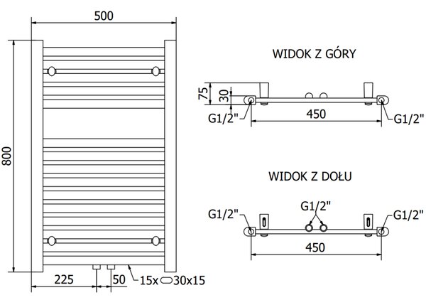 Mexen Hades radiator baie 800 x 500 mm, 386 W, negru - W104-0800-500-00-70