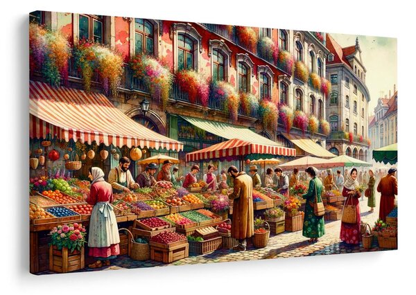 Tablou piață urbană cu fructe