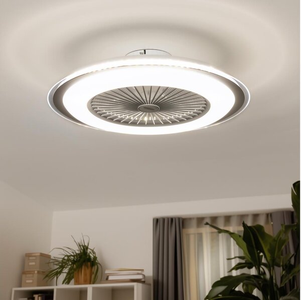 Plafonieră LED dimabilă cu ventilator Brilagi RONDA LED/48W/230V argintiu + telecomandă