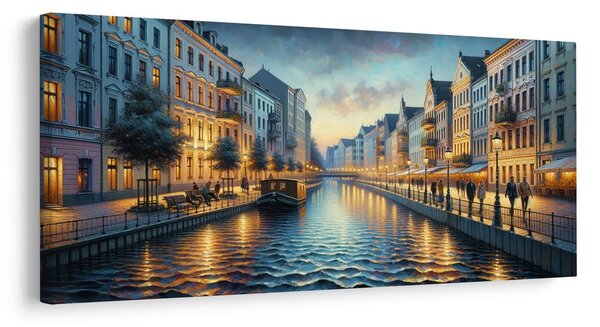 Tablou faleză luminată de seară