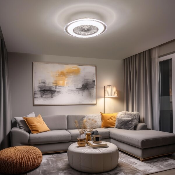 Plafonieră LED dimabilă cu ventilator Brilagi RONDA LED/48W/230V argintiu + telecomandă