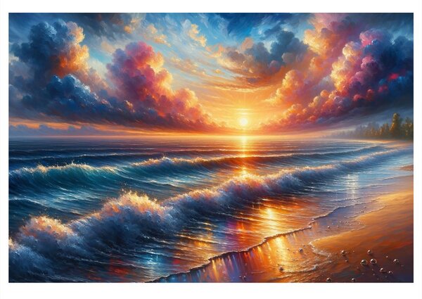 Tablou apus de soare peste mare
