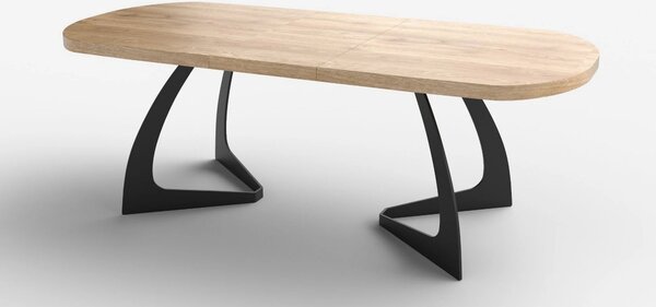 Masa extensibila VELDON, stejar/negru, 160/220x90x75 cm