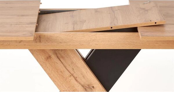 Masa extensibila XARELTO, stejar/negru, PAL furniruit, 130/175x85x76 c