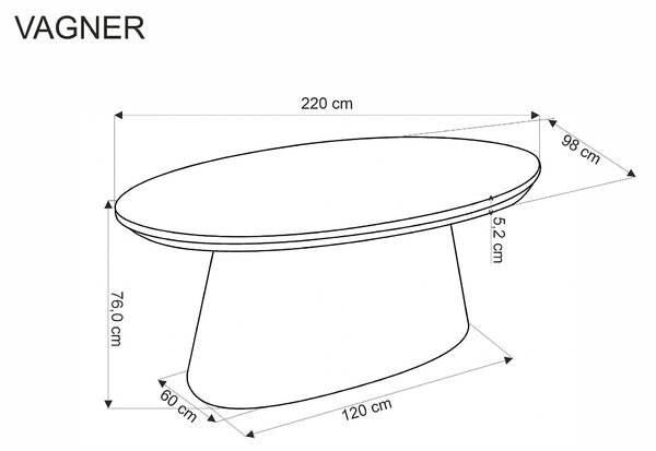 Masa moderna dining VAGNER, nuc, 220x98x76 cm