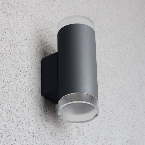 Brilagi - Aplica de perete LED RGBW pentru exterior MATERA, 2x GU10, 4,8W, 230V, antracit, IP54