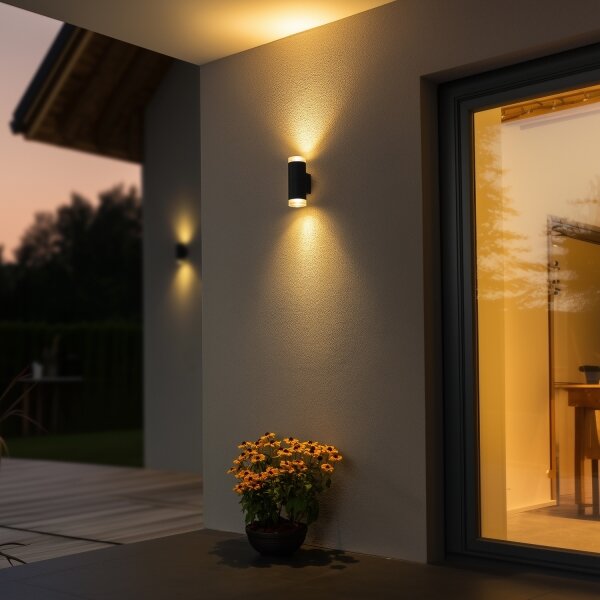 Brilagi - Aplica de perete LED RGBW pentru exterior MATERA, 2x GU10, 4,8W, 230V, antracit, IP54