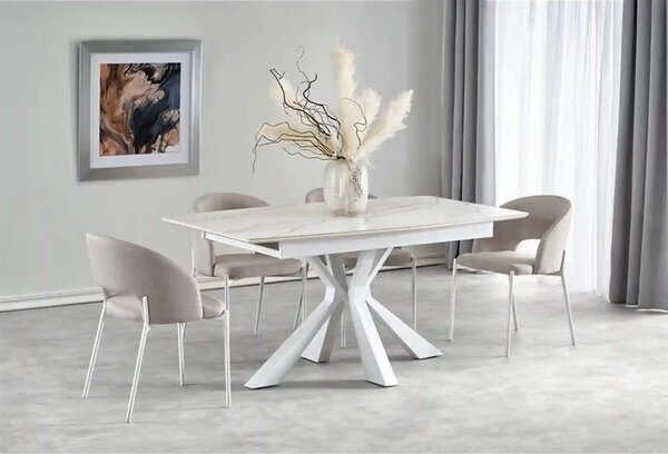Masa extensibila VIVALDI, alb, ceramica/metal, 160/200x90x78 cm