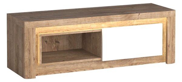 Comodă TV Etrmona 109Alb lucios, Ribbeck stejar, 12x4x4cm