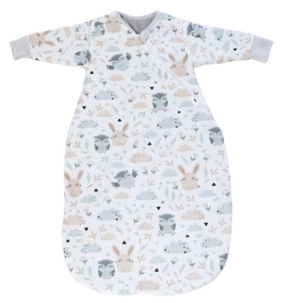 Sac de dormit copii cu maneci 3-12 luni Kidizi Forest Friends, 1 tog, bumbac 100%, pentru toamna/iarna