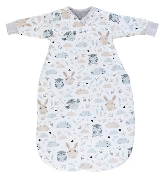 Sac de dormit copii cu maneci 3-12 luni Kidizi Forest Friends, 1 tog, bumbac 100%, pentru toamna/iarna