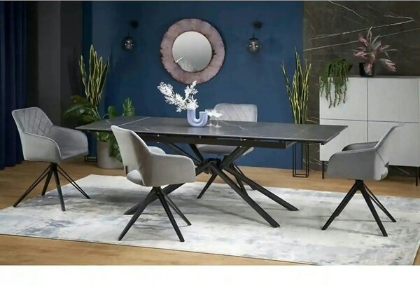 Masa blat ceramica/metal VITORINO, negru, 160/220x90x75 cm