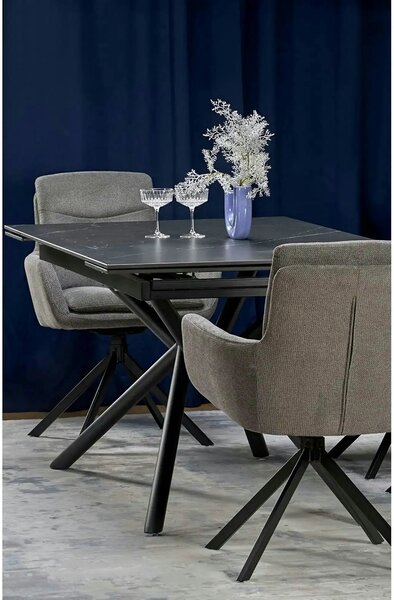 Masa blat ceramica/metal VITORINO, negru, 160/220x90x75 cm