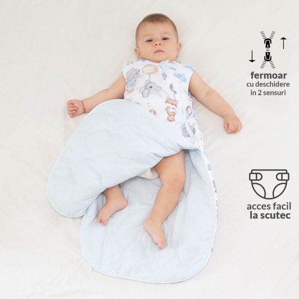 Sac de dormit bebe 3-12 luni Kidizi Tiny Adventures, 1 tog, bumbac 100%, pentru toamna/iarna