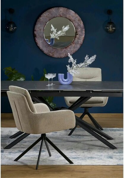 Masa blat ceramica/metal VITORINO, negru, 160/220x90x75 cm