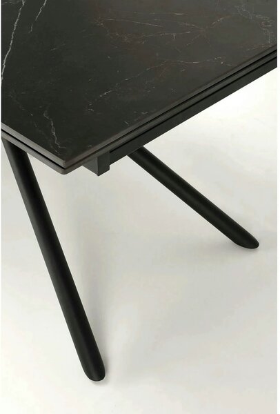 Masa blat ceramica/metal VITORINO, negru, 160/220x90x75 cm