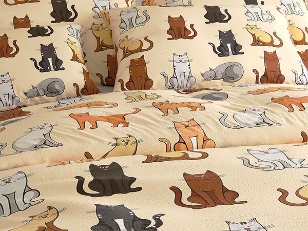 Lenjerie cocolino COLORED CATS crem Dimensiunile lenjeriei: 70 x 90 cm | 140 x 200 cm