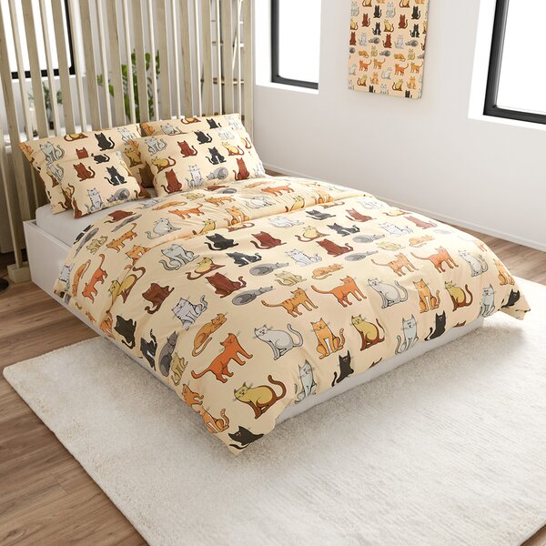 Lenjerie cocolino COLORED CATS crem Dimensiunile lenjeriei: 70 x 90 cm | 140 x 200 cm