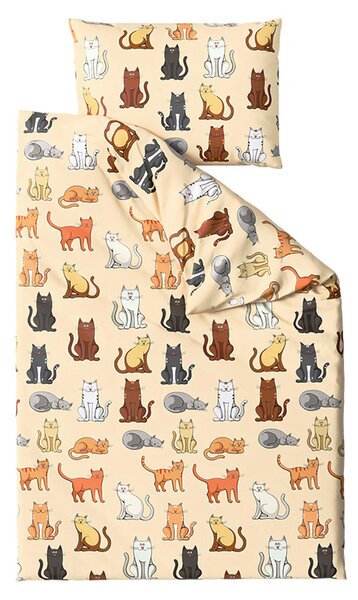 Lenjerie cocolino COLORED CATS crem Dimensiunile lenjeriei: 70 x 90 cm | 140 x 200 cm